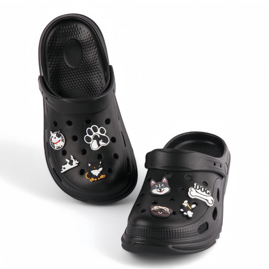 Zuecos unisex con adornos de perro extraíbles